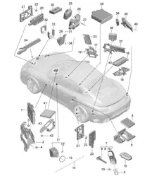 Control units / Electronics / Front end / Rear end / Handheld transmitter / Ignition/starter switch / Aerial 991 Turbo/ GT2 RS 2014-20
