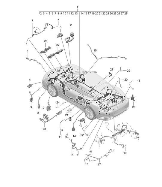 Wiring looms / Passenger compartment and part section wiring harness 991 Turbo / GT2 RS 2017>>