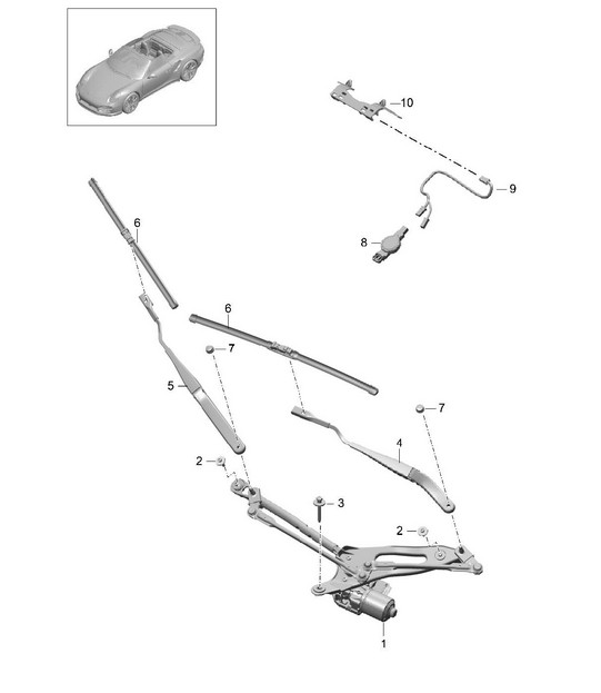 Windscreen wiper system, compl. / Rain sensor 991 Turbo / GT2 RS 2014-20