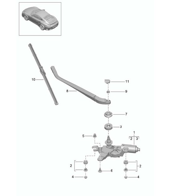 Rear window wiper (PR:425) 991 Turbo / GT2 RS 2014-20
