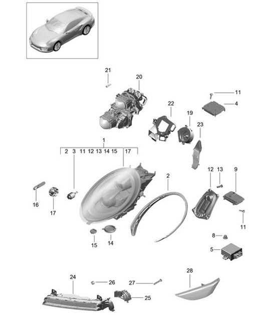Diagram 905-004 Porsche Cayenne 9PA (955) 2003-2006 Electrical equipment
