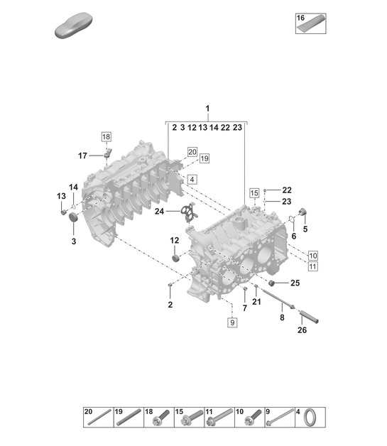 Crankcase housing 992.1 Carrera 2019 - 2024