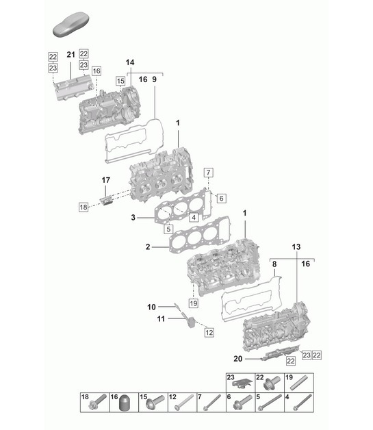 Diagram 103-000 Porsche Panamera 970 MK1 (2009-2013) Engine