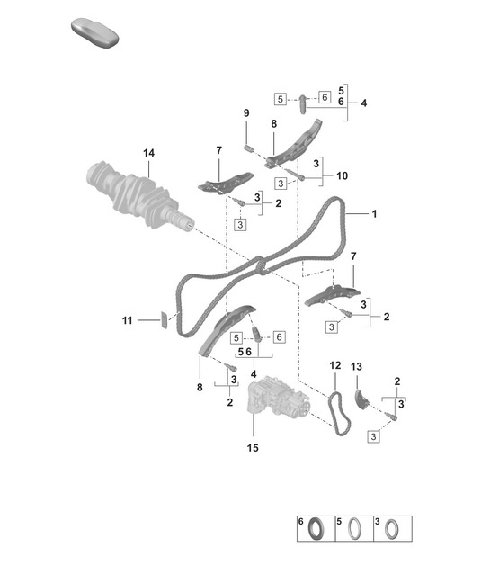 Chain tensioner / Timing chain  992.1 Carrera 2019 - 2024