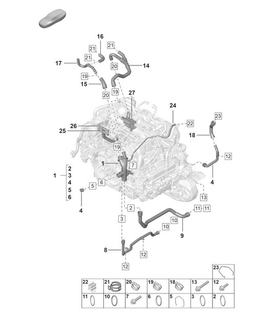 Diagram 105-060 Porsche 991 (911) MK1 2012-2016 Engine
