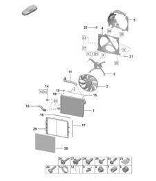 Cooler for coolant / Radiator fan - FRONT -  992.1 Carrera 2019 - 2024