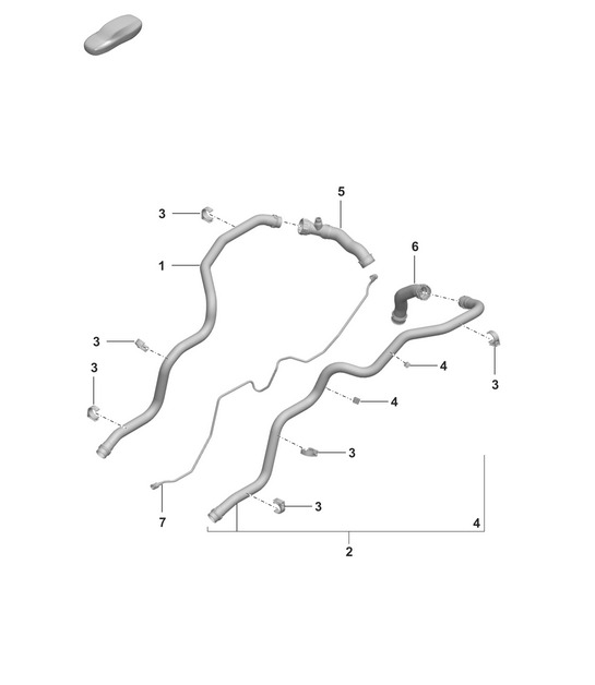 Coolant cooling system / Rear end  992.1 Carrera 2019 - 2024