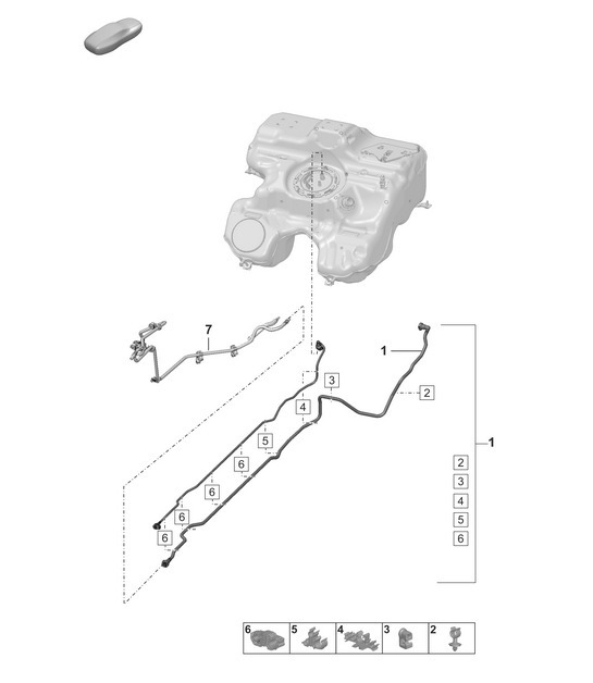 Diagram 201-100 Porsche Cayman 718C (982C) 2017>> Fuel System, Exhaust System