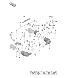 Catalytic converter / Petrol particulate filter / Fastenings and sensors 992.1 Carrera 2019 - 2024