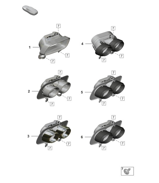 Exhaust tail pipes (PR:0P0, 0P2, 0P3)  992.1 Carrera 2019 - 2024