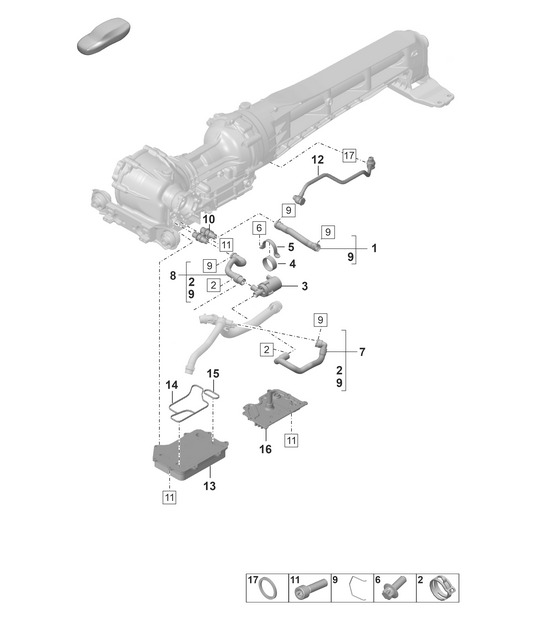 Front axle differential / Cooling system for gear oil  992.1 Carrera 4 (VA0.00) 2019 - 2024