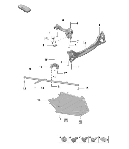 Rear axle / Cross member (PR:K5T, K8C, K8K) 992.1 Carrera 2019 - 2024