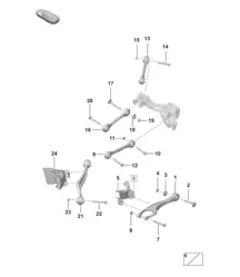 Rear axle / Wishbone (PR:0N1 - Standard rear axle)  992.1 Carrera 2019 - 2024