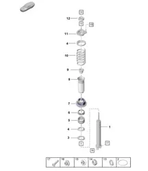 Shock absorber (spring cyl.) / Individual part (PR:1BV, E0W) 992.1 Carrera 2019 - 2024