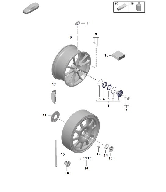 Diagram 601-035 Porsche 997 MKII Carrera C4 3.6L 2009-12 Wheels, Brakes