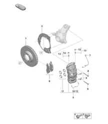 Disc brake / Front axle - 17' black - (PR:A8C+1LS)  992.1 Carrera 2019 - 2024