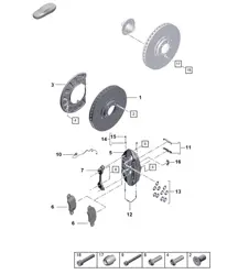 Disc brake / Front axle - 17' yellow - (PR:A8C, A8F+1LQ, 1LX, 1LZ)   992.1 Carrera 2019 - 2024