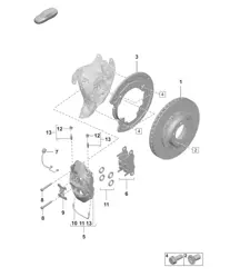 Disc brakes  / Rear axle - 17' yellow -  (PR:A8C, A8F+2EC, 2EU)  992.1 Carrera 2019 - 2024