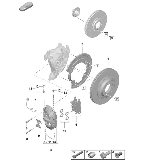 Disc brakes / Rear axle - red/black - (PR:2EB, 2ET)  992.1 Carrera 2019 - 2024