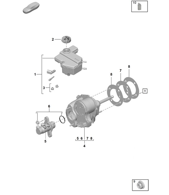 Brake master cylinder / Brake servo - PR:L0L, L0R - 992.1 Carrera 2019 - 2024
