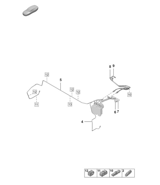 Brake line / Front end - FRONT -  (PR:L0L, L0R) 992.1 Carrera 2019 - 2024