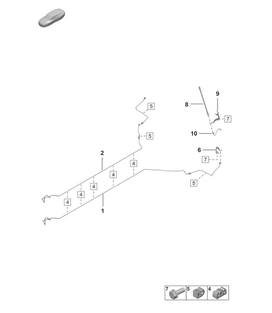 Brake line / Underbody - center, rear - (PR:2EB, 2EC, 2EP, 2ET, 2EU) 992.1 Carrera 2019 - 2024
