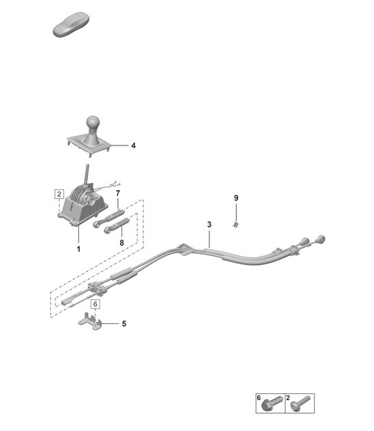Diagram 701-000 Porsche 997 (911) MK1 2005-2008 Hand Lever System, Pedal Cluster 