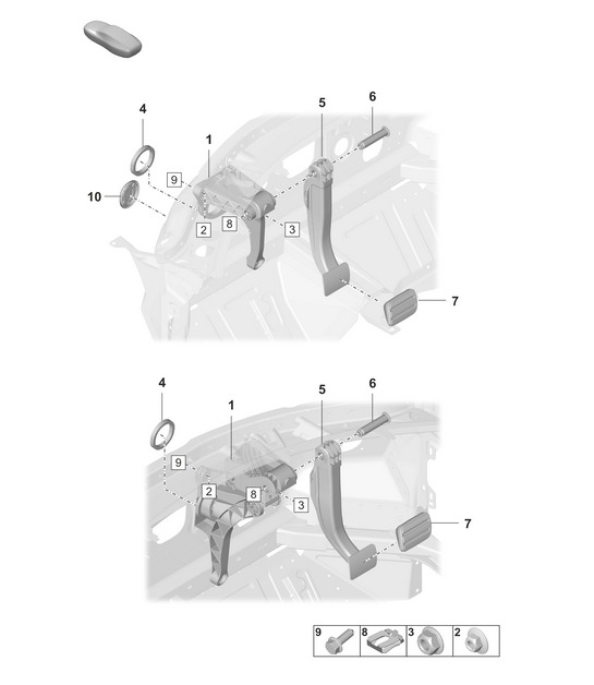 Brake pedal for 8-speed automatic gearbox (PR:G1F, G1G) 992.1 Carrera 2019 - 2024