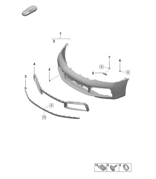 Bumper  - FRONT - (PR:A8F, A8C)  992.1 Carrera 2019 - 2024