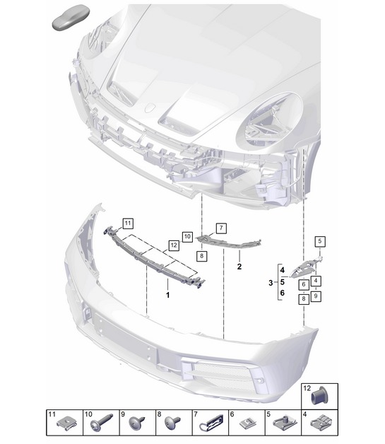 Bumper Fasteners - FRONT - 911 Dakar (E7S)  992.1 Carrera 2019 - 2024