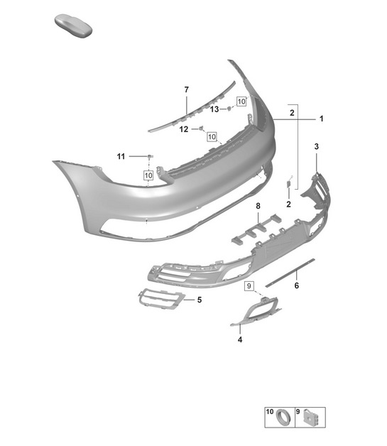 Bumper  with: Accessories - REAR -  (Basic / Model: ECE) 992.1 Carrera 2019 - 2024