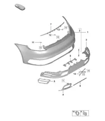 Bumper with: Accessories - REAR - Sport exhaust system - (Model: USA / CHINA / JAPAN)  992.1 Carrera 2019 - 2024