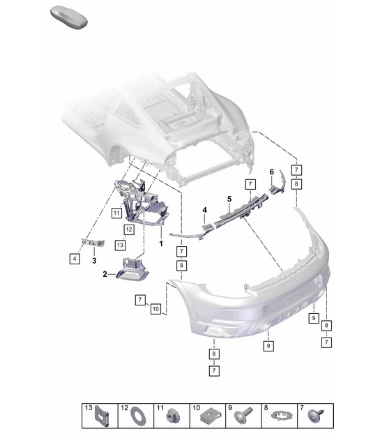 Bumper Fasteners - REAR -  911 Dakar (PR:E7S)  992.1 Carrera 2019 - 2024