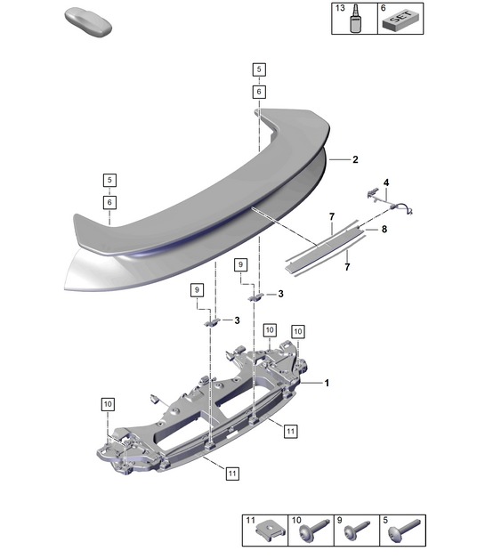 Rear spoiler - 911 Dakar (PR:E7S) -  992.1 Carrera 2019 - 2024