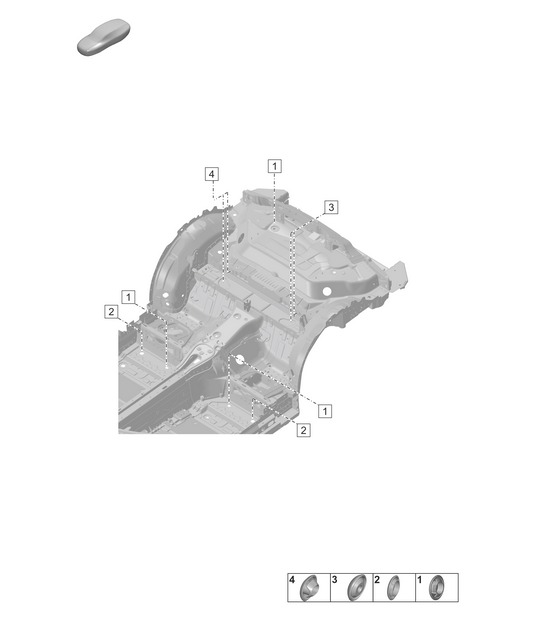Plugs for body / Car body / Rear end - REAR, INNER - 992.1 Carrera 2019 - 2024