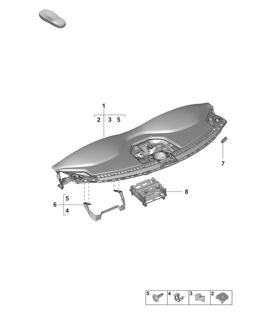 Instrument panel trim / Upper part / with: Fasteners 992.1 Carrera 2019 - 2024