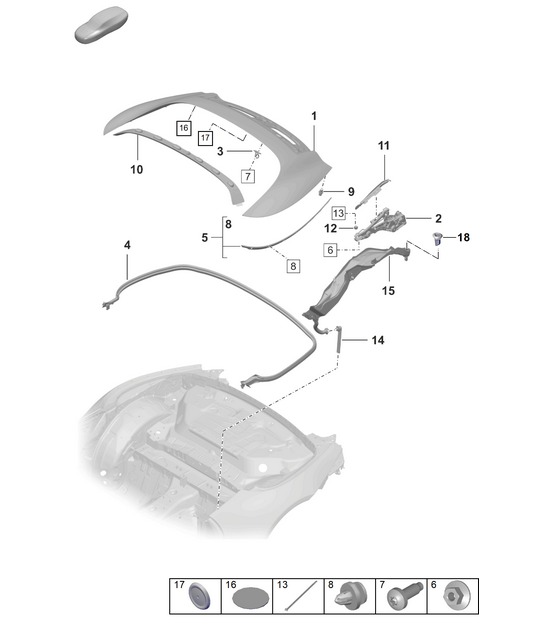 Cabrio top stowage box cover 992.1 Carrera 2019 - 2024