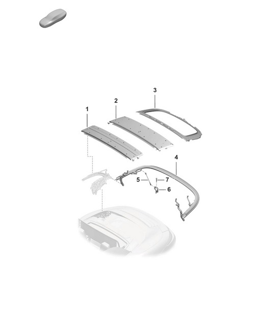 Top frame / Individual parts / Roof arch  - CABRIO - 992.1 Carrera 2019 - 2024