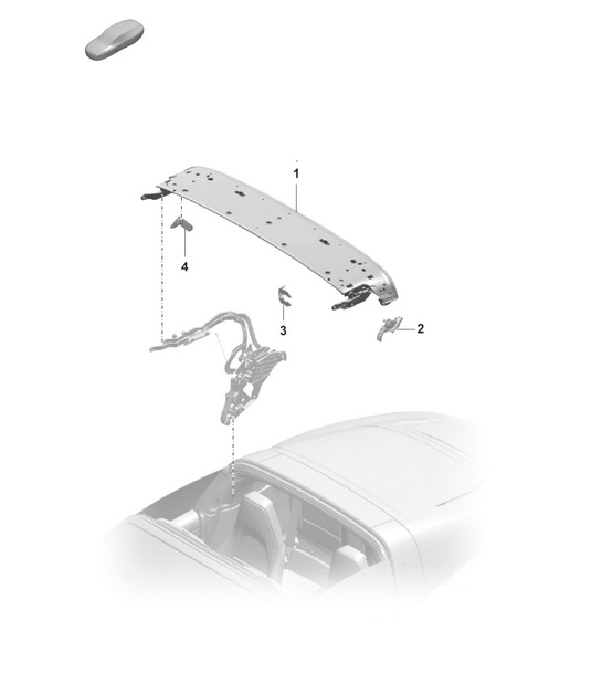 Top frame / Individual parts / Roof arch / Locking mechanism - SIDE - TRAGA - 992.1 Carrera 2019 - 2024