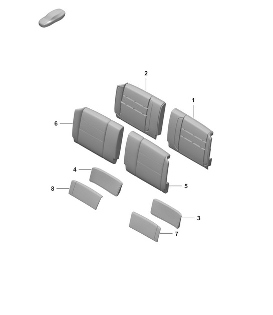 Foam part / Backrest cover (leatherette) / Lumbar support  992.1 Carrera 2019 - 2024