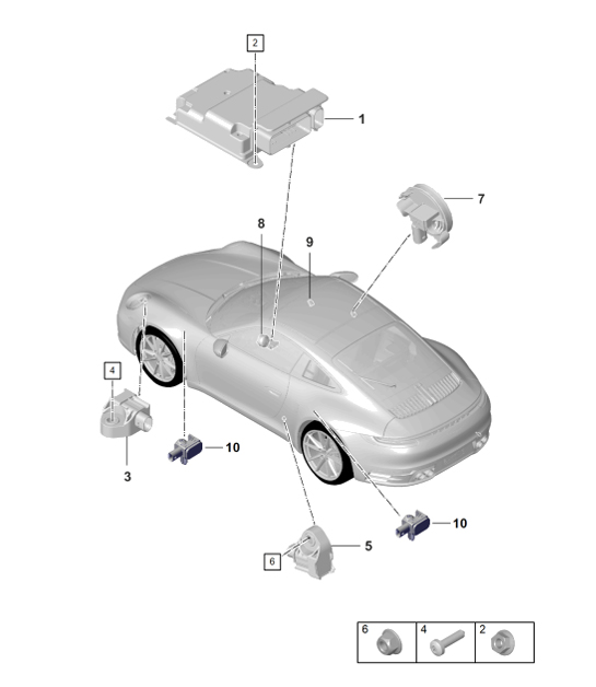 Control unit for airbag / Crash sensor for airbag 992.1 Carrera 2019 - 2024