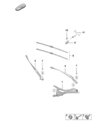 Windscreen wiper system, compl / Rain sensor 992.1 Carrera 2019 - 2024