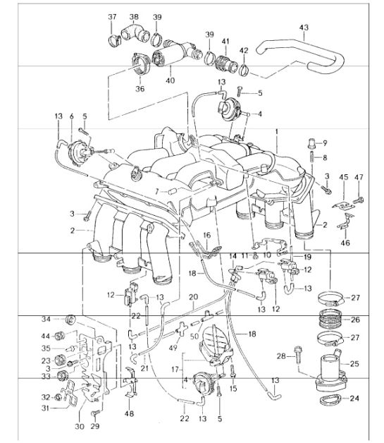 intake distributor 993 CARRERA/4 M64.21/22/23/24 and 993 CARRERA RS M64.20 1994-98