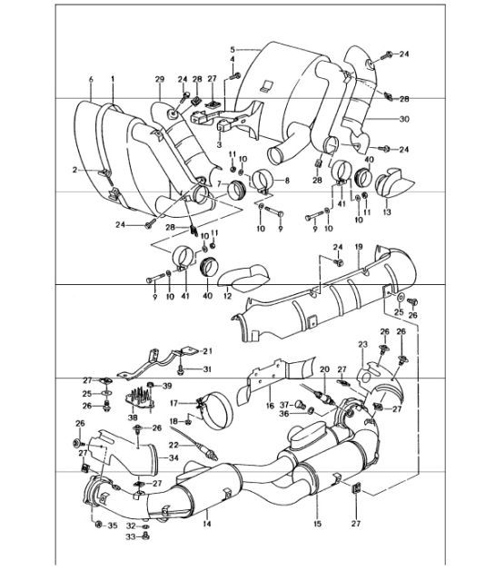 exhaust system muffler catalytic converter 993 TURBO 1994-98