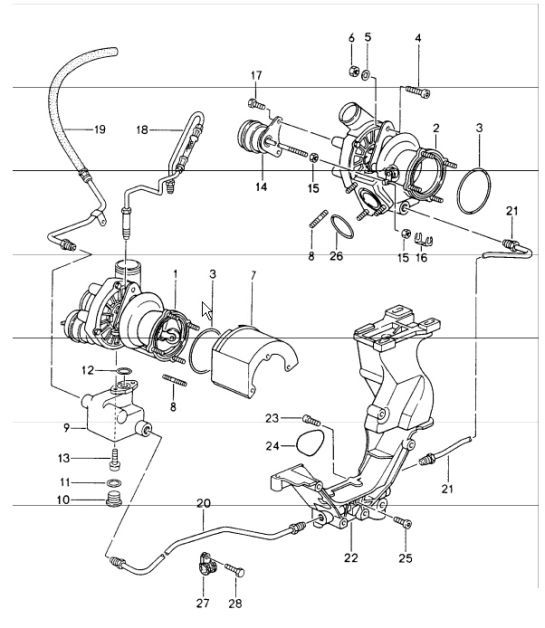 Diagram 202-16 Porsche Macan (95B) MK1 (2014-2018) Système de carburant, système d'échappement