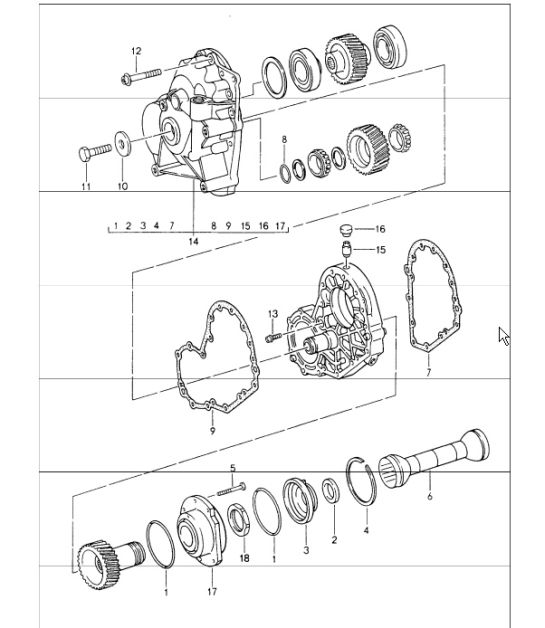 tiptronic: spur gears, intermediate plate 993 CARRERA A50.04/05 1994-98