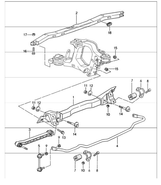 rear axle carrier stabiliser 993 1994-98