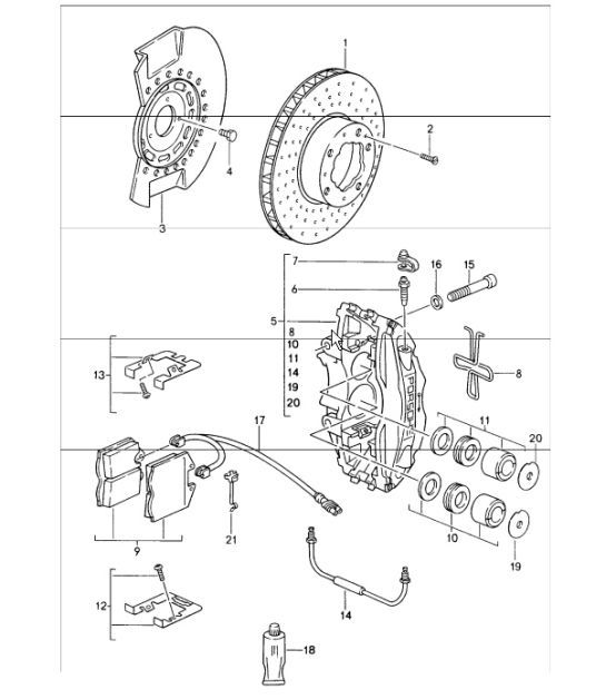 Diagram 602-00 Porsche 991 (911) MK2 2016-2019 Wheels, Brakes