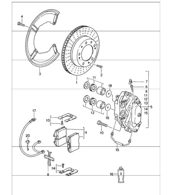 Diagram 603-00 Porsche Cayman 987C/981C（2005-2016 年） 车轮、制动器