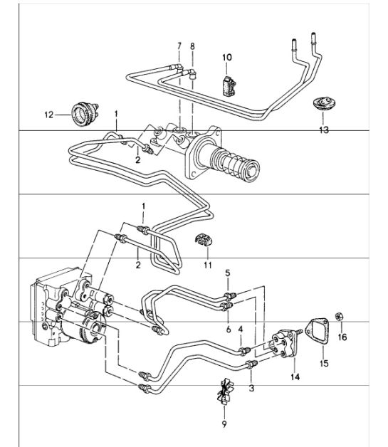 brake lines body front section 993 M224 1994-98